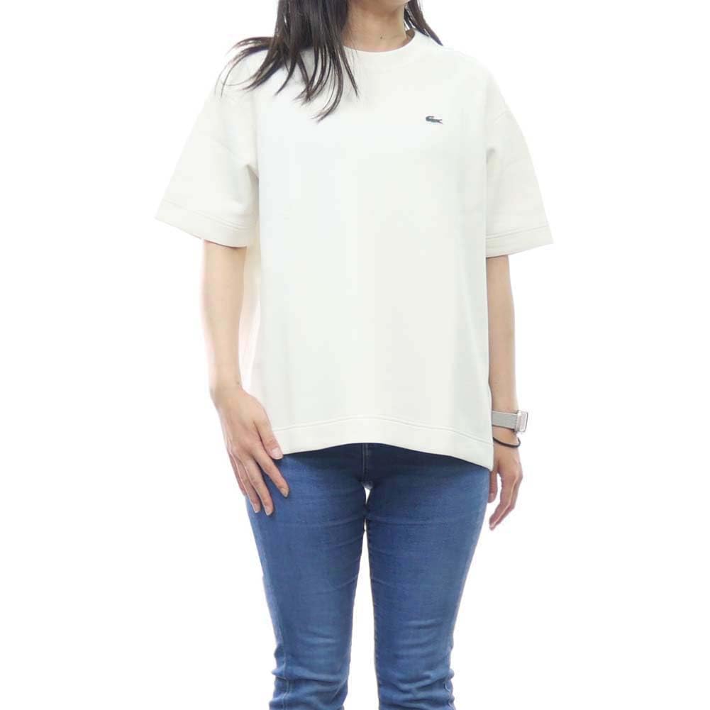 ラコステ　ラウンドダックテールTシャツ　ホワイト　36 ラコステ ラウンドダックテールTシャツ ホワイト 36 - メルカリ